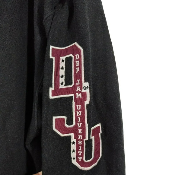 Def Jam University 84 Hooded Open Front Robe Size M/L Black Long Length FLAWS - Picture 3 of 11